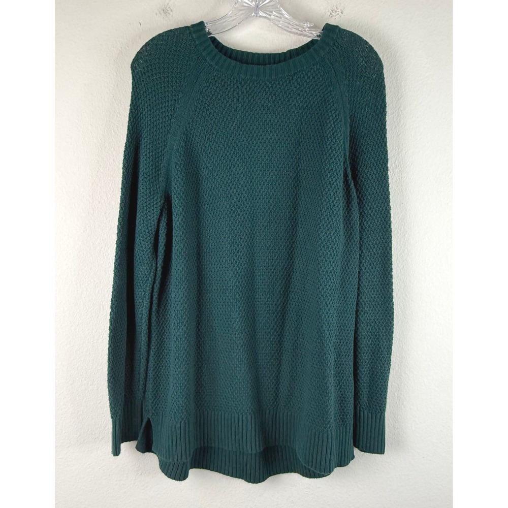Old Navy Sweater Womens M Green Crewneck Raglan Sleeve Cotton Textured Knit